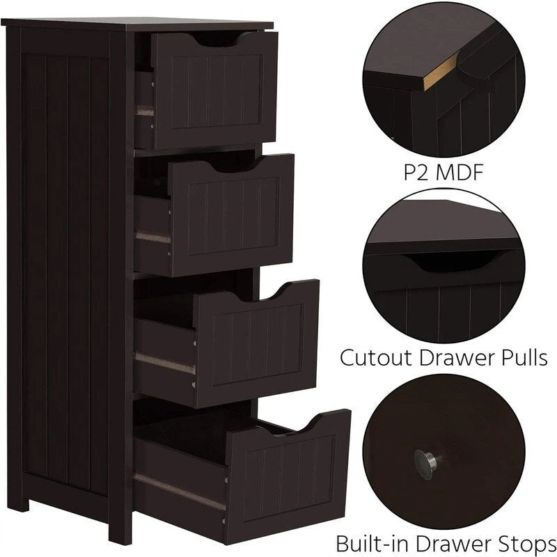 Freestanding Bathroom Floor Storage Cabinet with Shelves