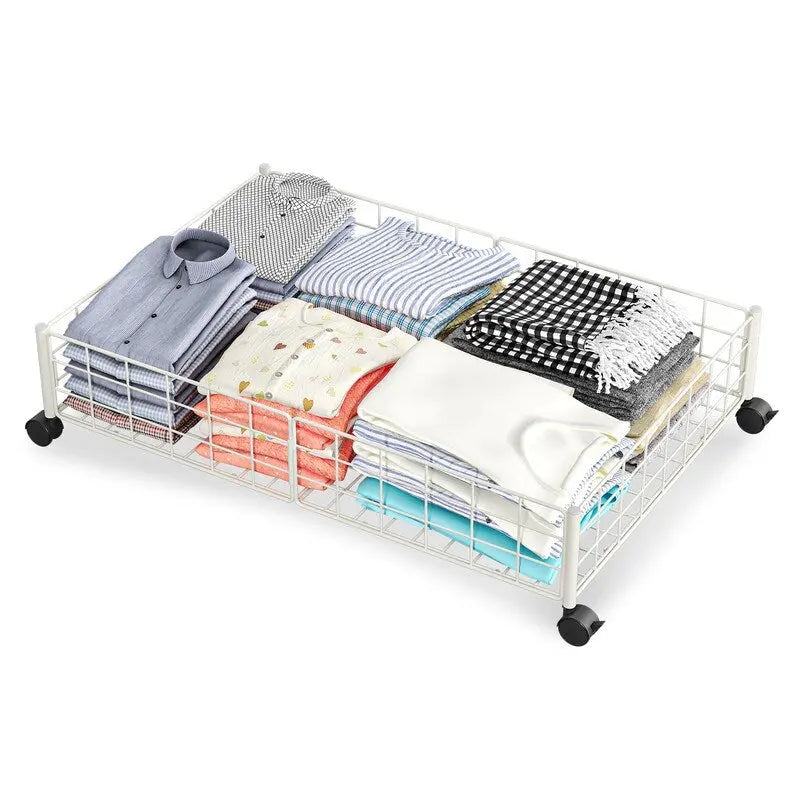 Foldable Under-Bed Storage Basket with Lockable Wheels
