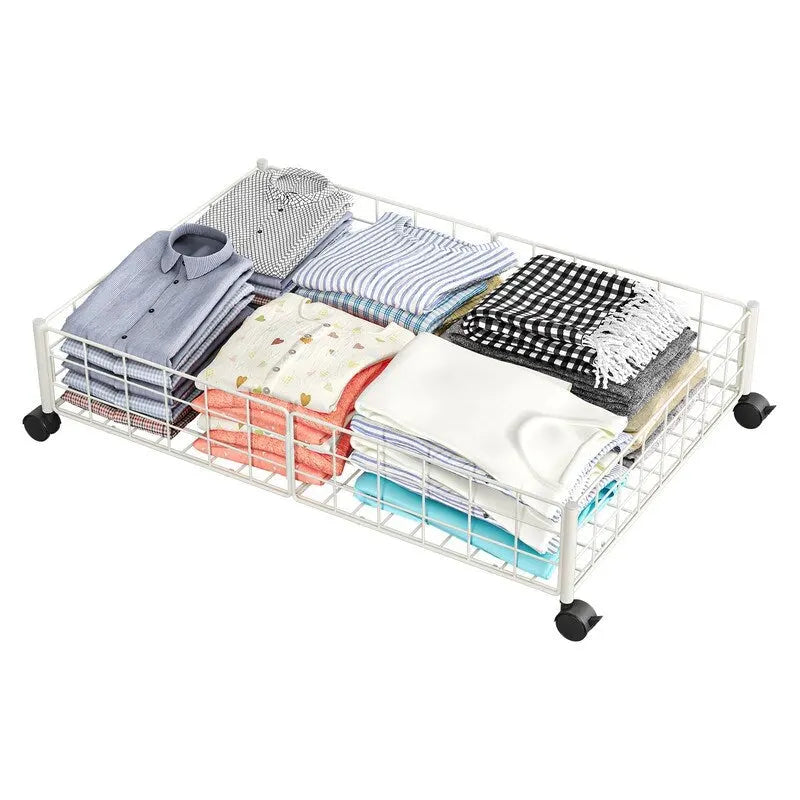 Foldable Under-Bed Storage Basket with Lockable Wheels
