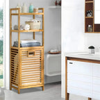 Uitschuifbare wasmand voor de was, 3-laags bamboe wasmand - 15.5L x 11.5W x 46.5H