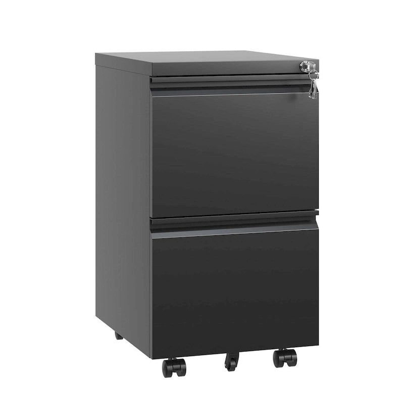 2-Drawer Rolling Metal File Cabinet with Lock for Home Office