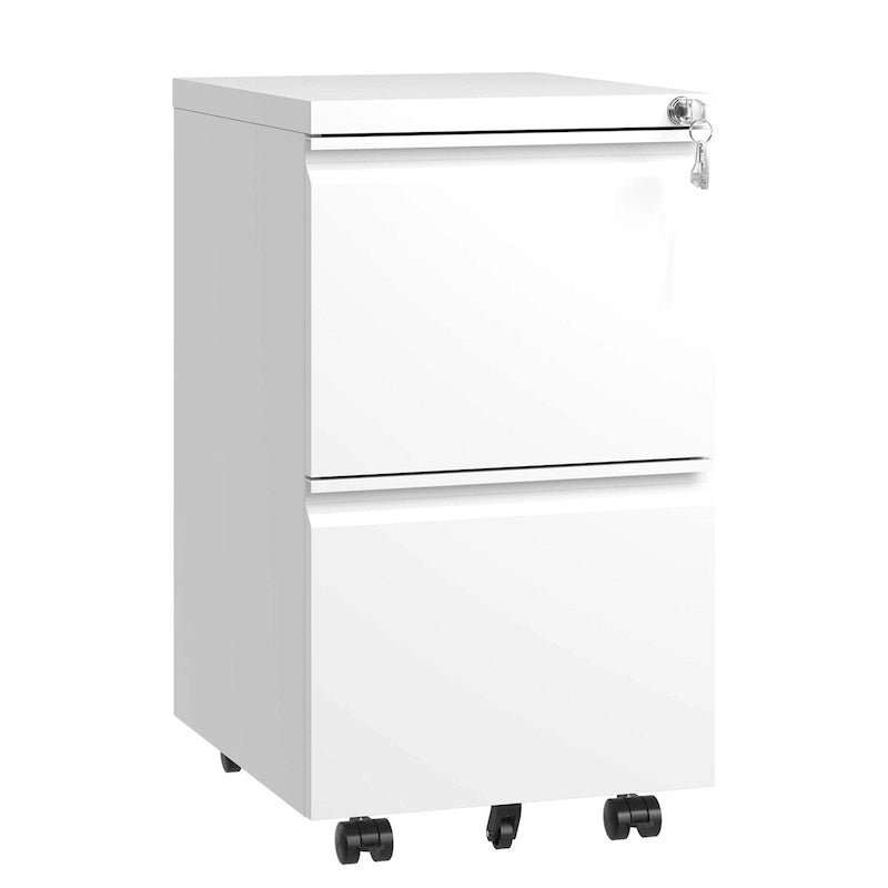 2-Drawer Rolling Metal File Cabinet with Lock for Home Office