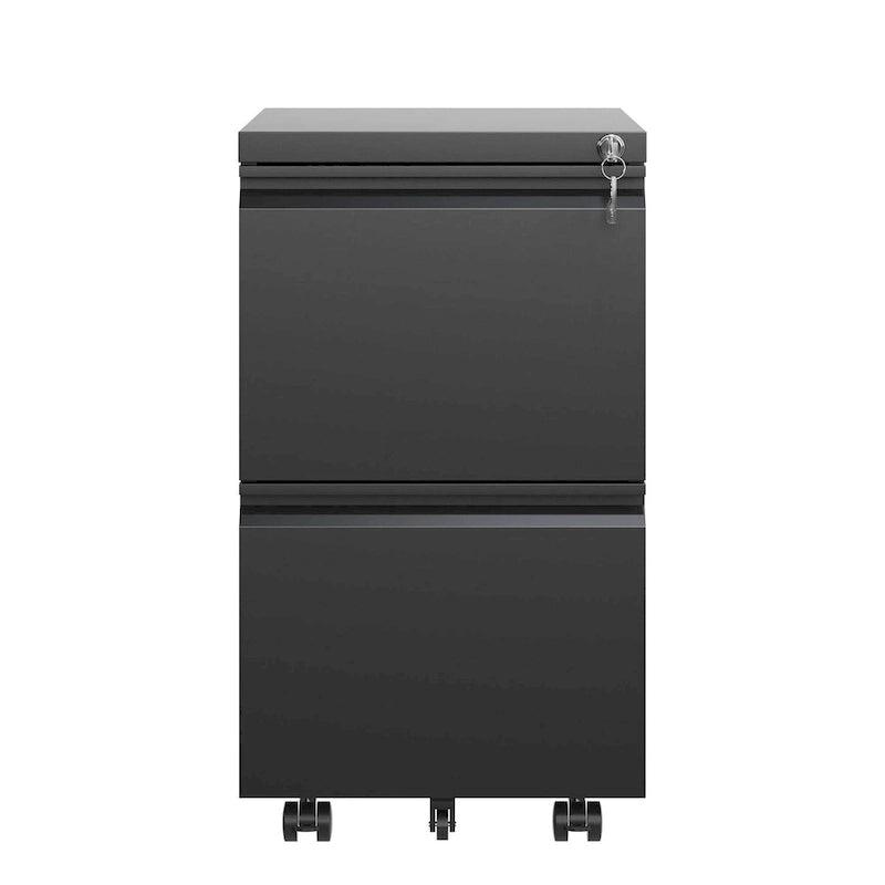 2-Drawer Rolling Metal File Cabinet with Lock for Home Office
