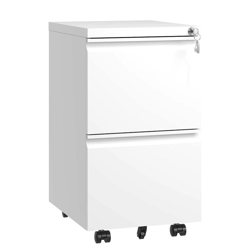 2-Drawer Rolling Metal File Cabinet with Lock for Home Office