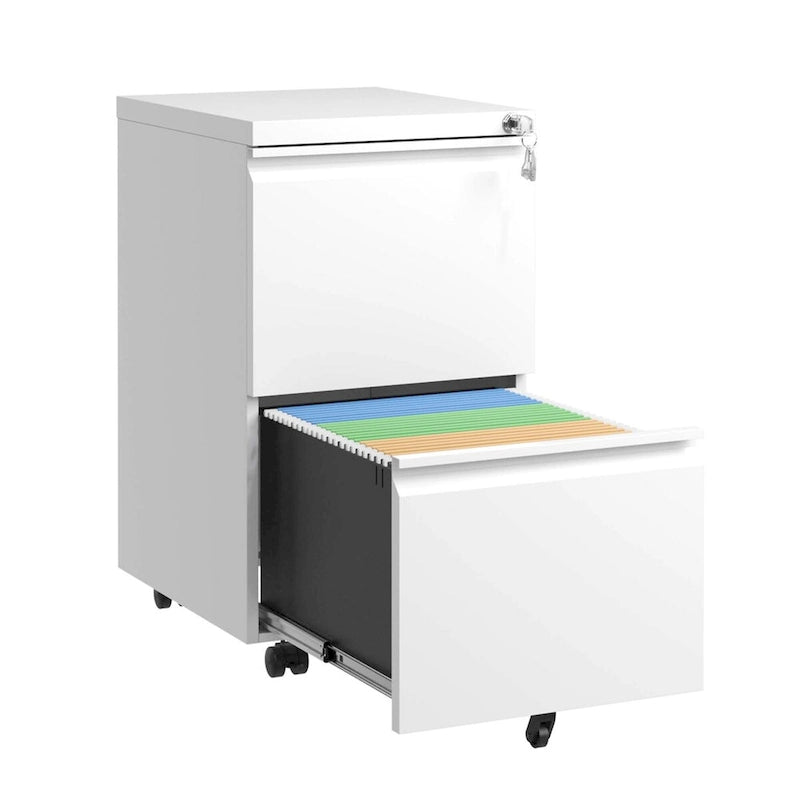 2-Drawer Rolling Metal File Cabinet with Lock for Home Office