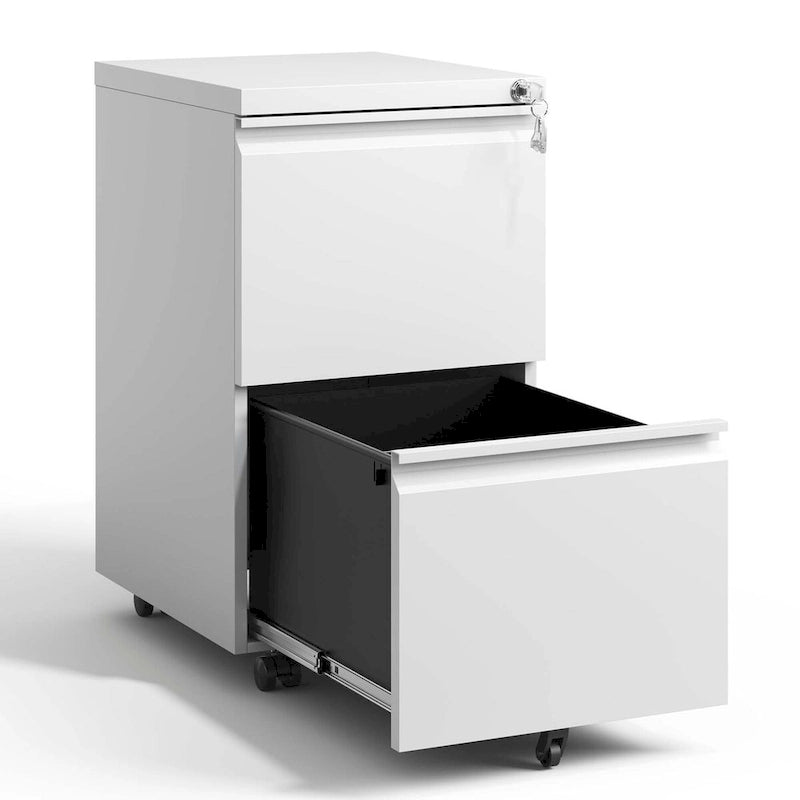 2-Drawer Rolling Metal File Cabinet with Lock for Home Office