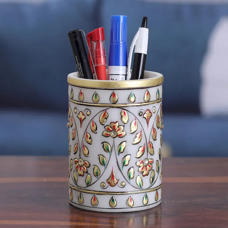 Handmade Marble Garden Visions Pen Holder Desk Organizer