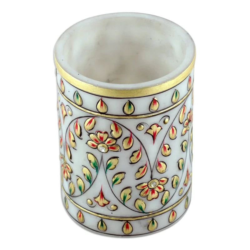 Handmade Marble Garden Visions Pen Holder Desk Organizer