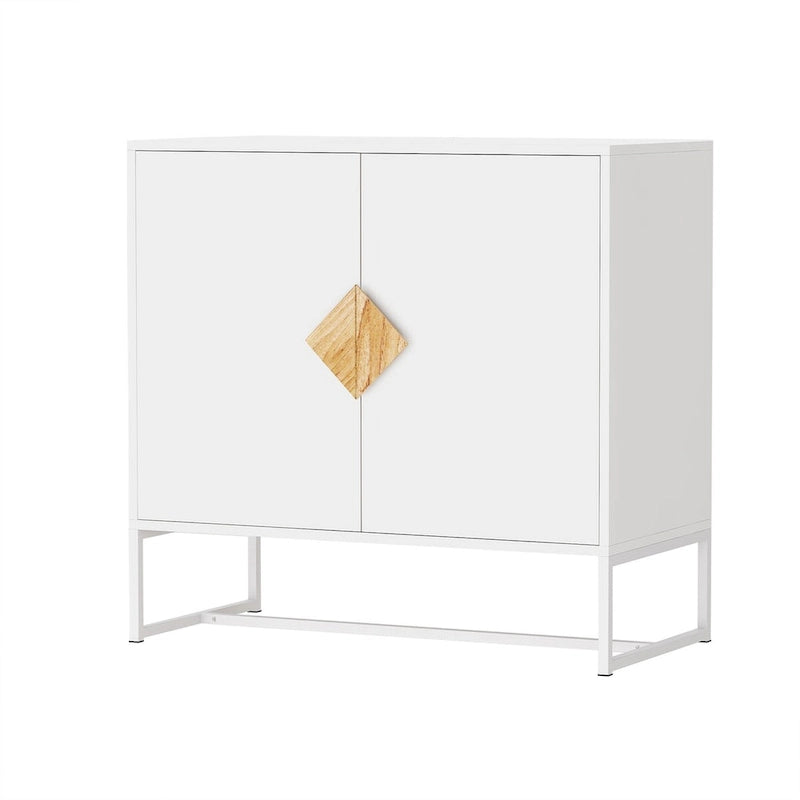 White Square Handle 2-Door Sideboard Storage Cabinet