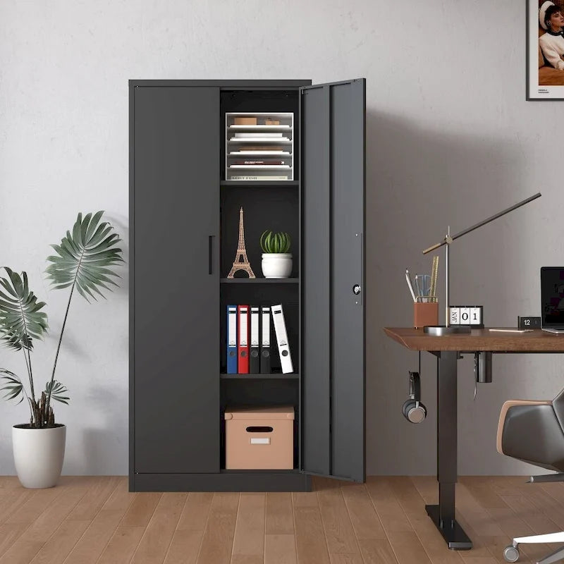 71-Inch Tall Metal Garage Storage File Cabinet with Lock