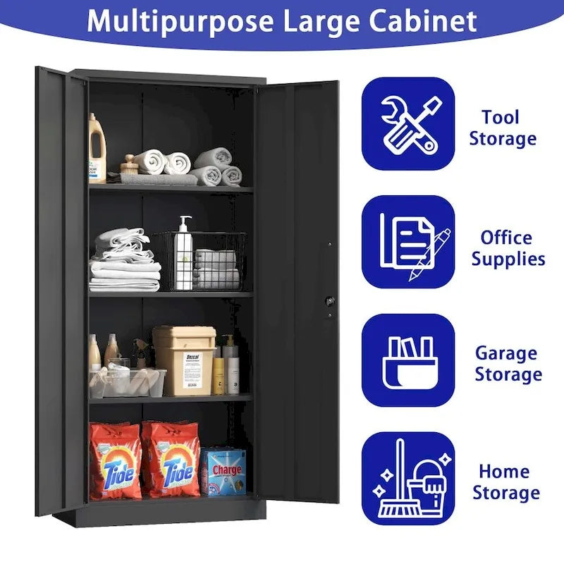71-Inch Tall Metal Garage Storage File Cabinet with Lock